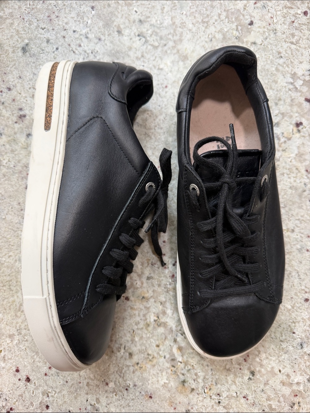 Birkenstock Bend Low Black Leather Sneakers Lace Up Casual Shoes 41 or 10-10.5
